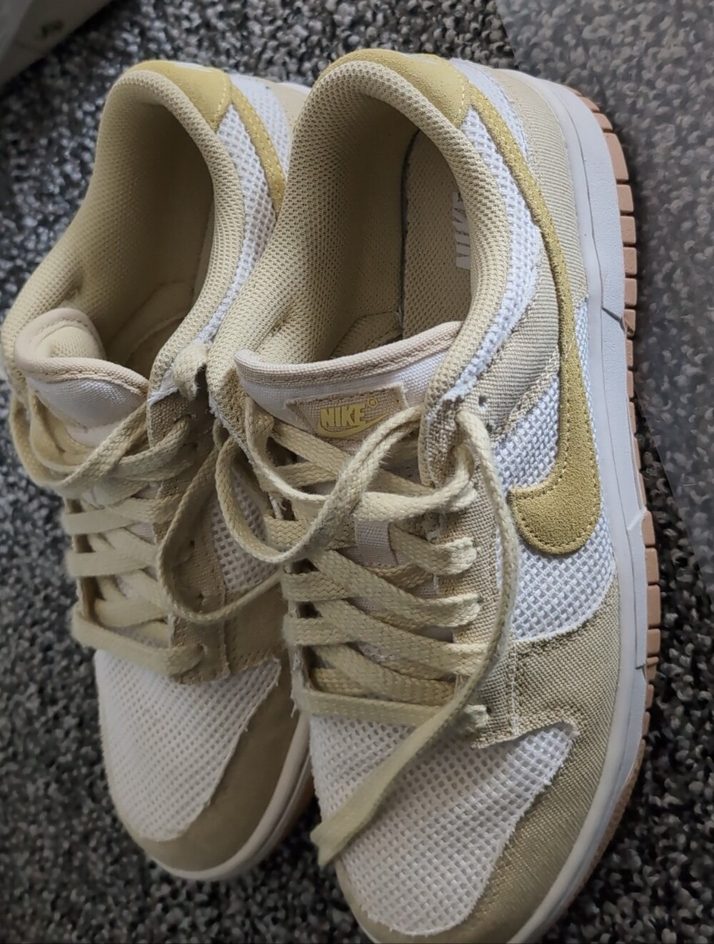 Nike Dunk Low-Top Sneakers in Cream and Yellow Womens 9.5